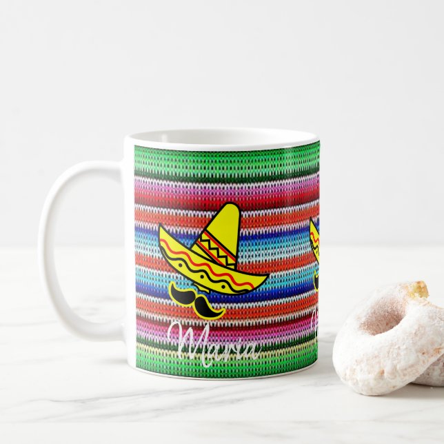 Taza De Café Sombrero Stripe Mug (Con donut)