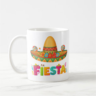 Taza De Café Sombrero Vibrante de Fiesta y Letra Decorada