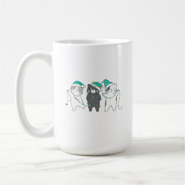Taza De Café sombreros festivos, luces de Navidad