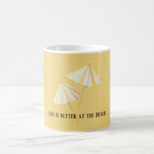 Taza De Café Sombrillas de playa amarillas blancas