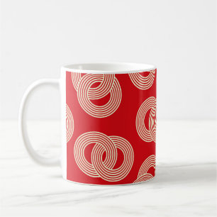 Taza De Café Sombrillas rojas, patrón de anillos a rayas interb