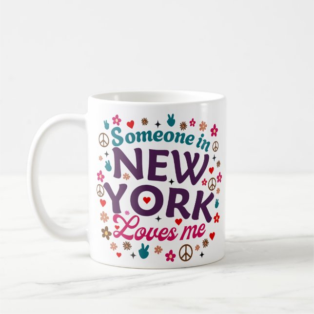 Taza De Café Someone in New York Loves Me Retro Funny Design (Izquierda)