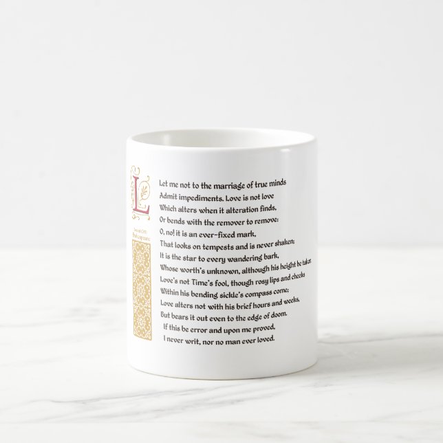 Taza De Café Soneto 116 de Shakespeare (CXVI) en el pergamino (Centro)