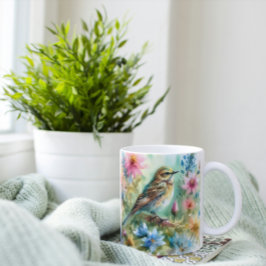 Taza De Café Songbird Melody Graceful Bird & Floral Elegance