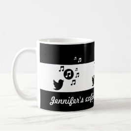 Taza De Café Songbird negro y blanco personalizado