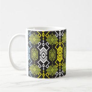 Taza De Café Songket Tenun Patrón Geométrico Sin Marea con Cr