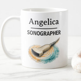 Taza De Café SONOGRAPHER Personalize Name Ultrasound Probe Gift