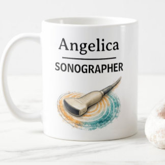 Taza De Café SONOGRAPHER Personalize Name Ultrasound Probe Gift