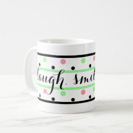Taza De Café Sonreir puntos de polka rosa verde de menta de cit