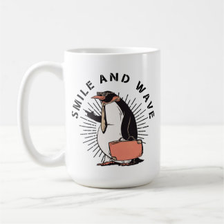 Taza De Café Sonreír y ondear pingüino