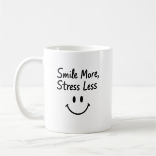 Taza De Café Sonría más, estrés menos diseño de garabatos