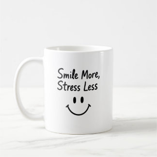 Taza De Café Sonría más, estrés menos diseño de garabatos