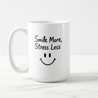 Taza De Café Sonría más, estrés menos diseño de garabatos