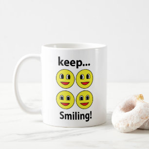 Taza De Café Sonríe Cara Sonriente Sigue Sonriendo Sonrisa