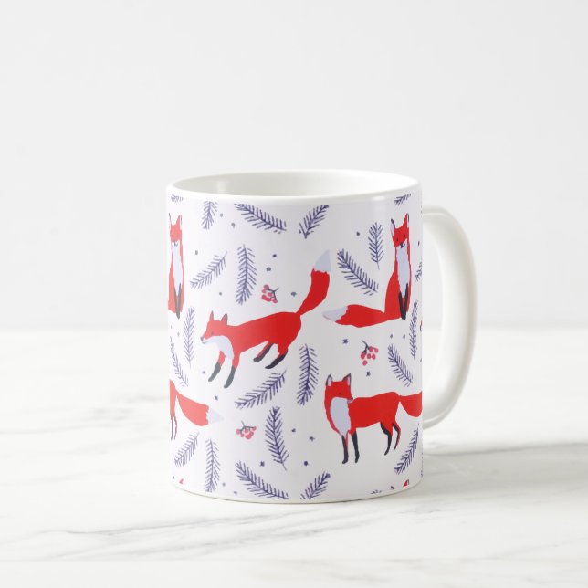 Taza De Café Sonriente Bosque de Woodland Greenery Red Fox (Anverso derecho)