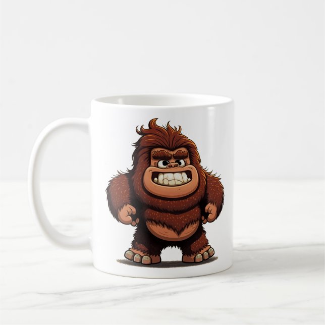 Taza De Café Sonriente Cute Chibi Personalizado Bigfoot (Izquierda)