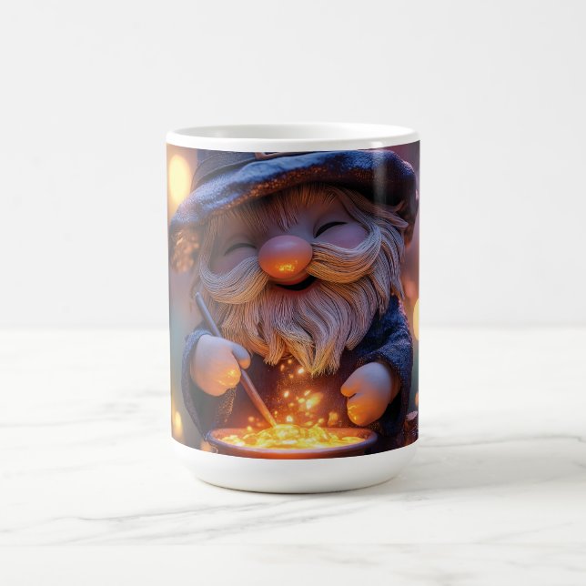 Taza De Café Sonriente Gnome Stirring Magic Pot (Centro)