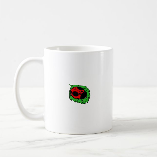 Taza De Café Sonriente Ladybug en Green Leaf Mini - (Izquierda)