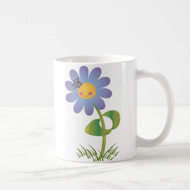Taza De Café Sonriente margarita con mariposa (Derecha)