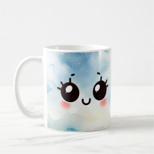Taza De Café Sonriente Tímido Emoji Acuarela