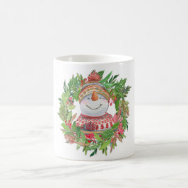 Taza De Café Sonrientes Navidades de Snowman Wreath