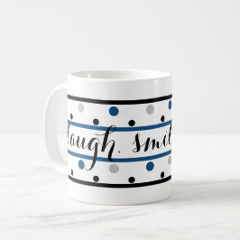 Taza De Café Sonrisa cita puntos de Polka negro de plata azul
