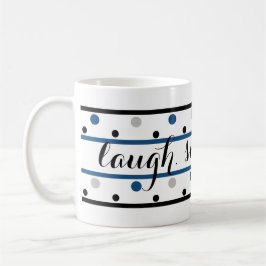 Taza De Café Sonrisa cita puntos de Polka negro de plata azul