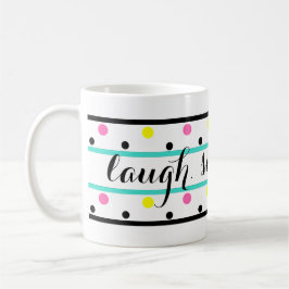 Taza De Café Sonrisa cita puntos turquesa de polka rosa amarill