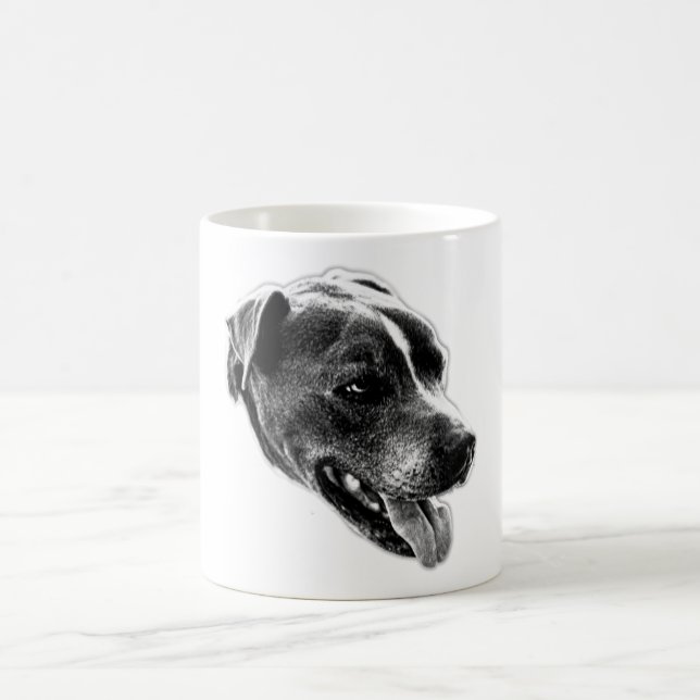 Taza De Café Sonrisa de confianza Pitbull Mix Retrato Mug (Centro)