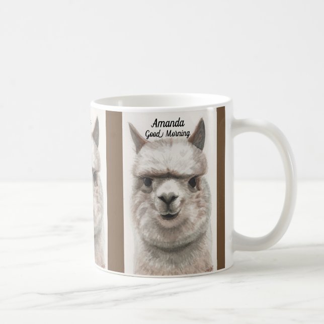 Taza De Café Sonrisa de Llama Personaliza el Café Grande (Derecha)