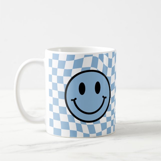 Taza De Café Sonrisa de Wavy Blue Preppy (Izquierda)