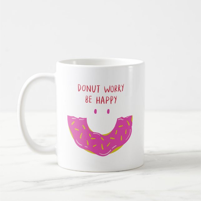 Taza De Café Sonrisa simple y suave salpicar rosado Donuts dulc (Izquierda)