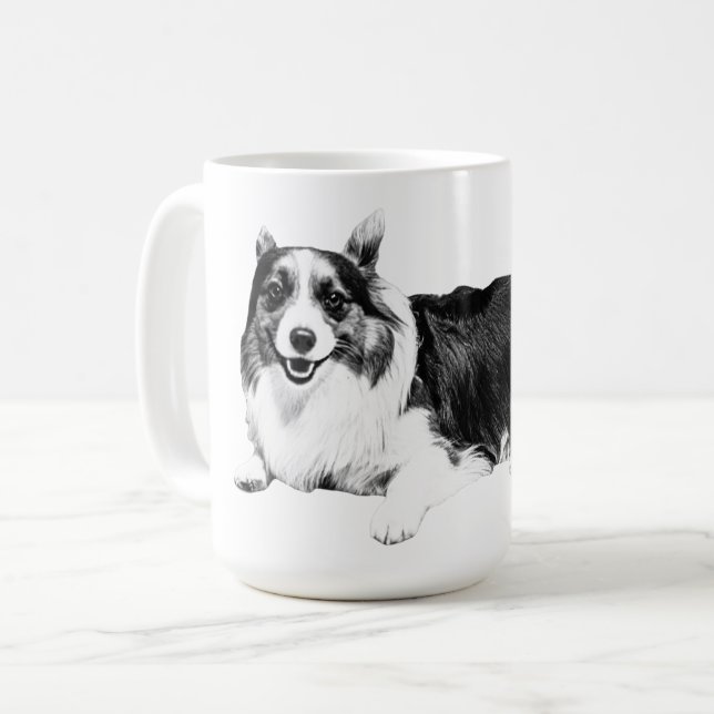 Taza De Café Sonrisa tranquila de Corgi matutino (Anverso izquierdo)