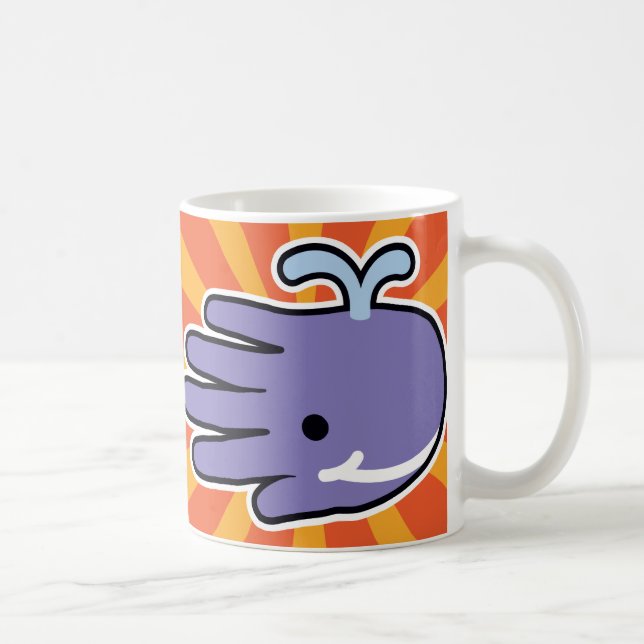 Taza De Café Sonrisas púrpuras de la ballena (Derecha)