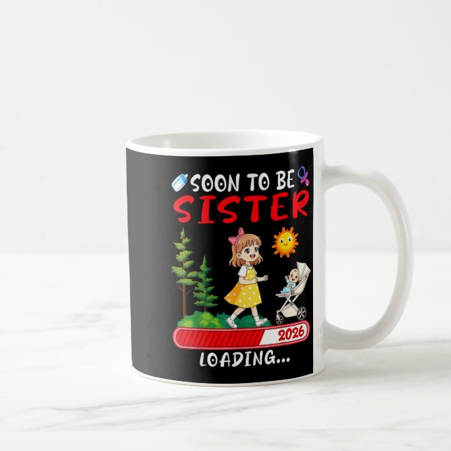 Taza De Café Soon To Be Sister 2026 Loading Pregnancy Mom Annou (Derecha)