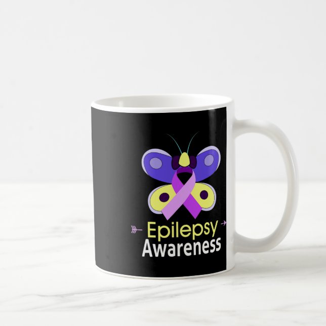 Taza De Café Soporte de Epilepsia de Cinta Púrpura de Mariposa (Derecha)