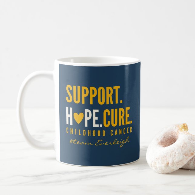 Taza De Café soporte para cáncer infantil Nombre personalizado  (Con donut)