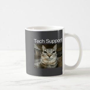 Taza De Café Soporte Técnico Gato Tonto Mirando Meme Humor Gen
