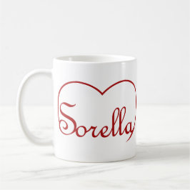 Taza De Café Sorella corazón de la hermana italiana Rojo