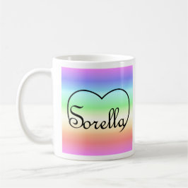 Taza De Café Sorella Hermana Italiana Corazón Arcoiris