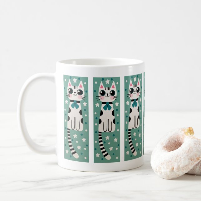 Taza De Café Sorprendente dibujo del gato de Doodle (Con donut)