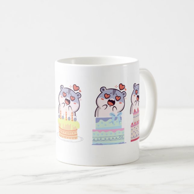 Taza De Café Sorpresa de cumpleaños con diseño de pasteles y ga (Anverso derecho)