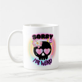 Taza De Café Sorry I'm Weird Cute Goth Skull Sticker Style Mug 