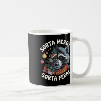 Taza De Café Sorta Merry Sorta Feral Funny Raccoon Amantes Chri