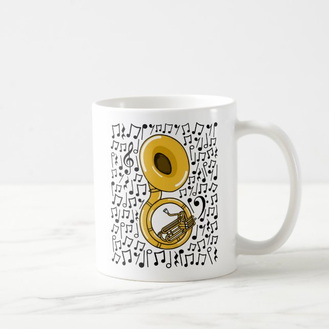 Taza De Café Sousaphone Con Notas Musicales, Músico De Brass (Derecha)