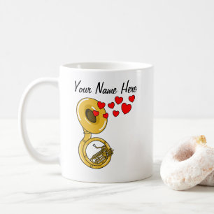 Taza De Café Sousaphone Personalizado de Música de Brass Hearts