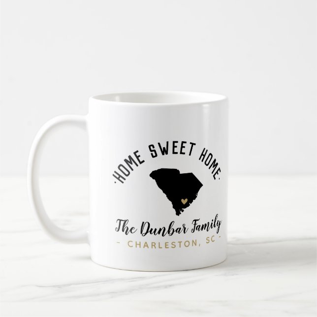 Taza De Café South Carolina Home Sweet Home Family Monogram Mug (Izquierda)
