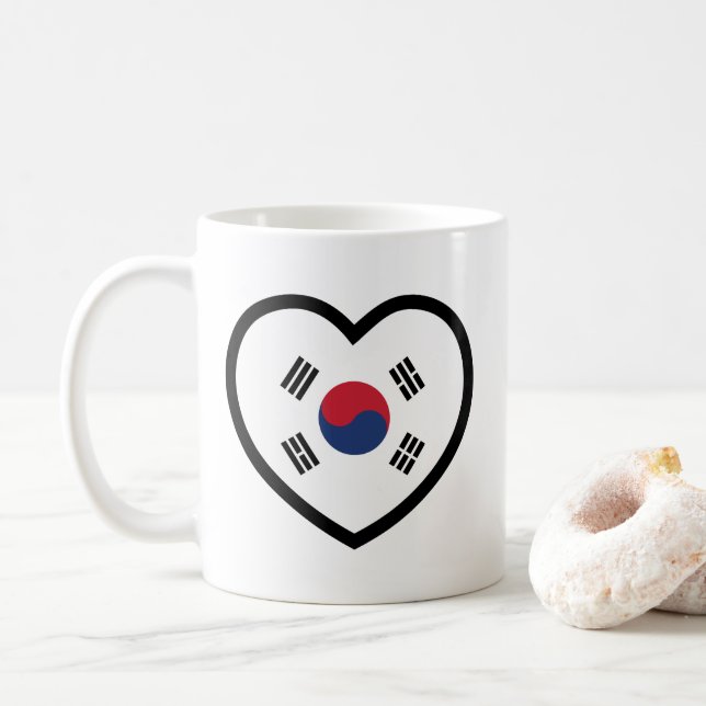 Taza De Café South Korea Flag Heart (Con donut)