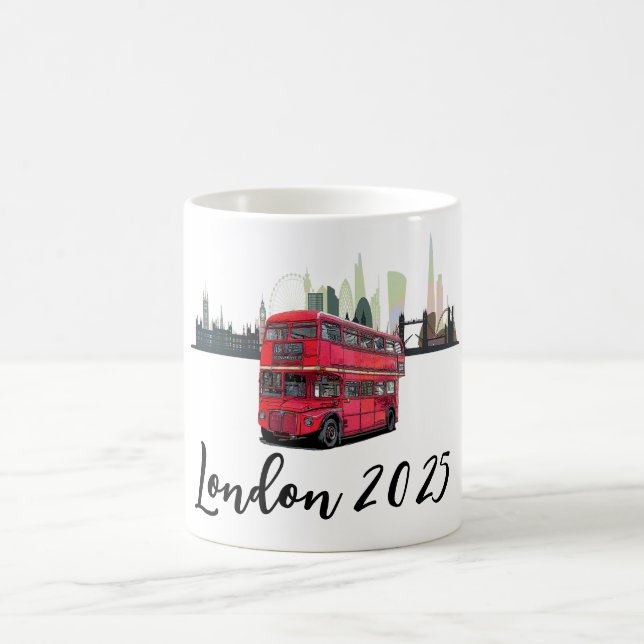 Taza De Café Souvenir de Autobús Rojo Skyscape de Londres perso (Centro)