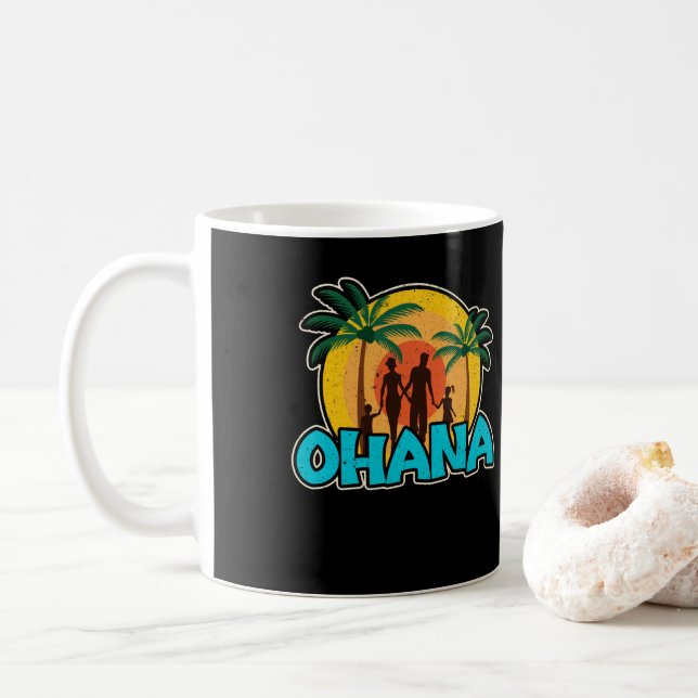 Taza De Café Souvenir de las Islas Hawái Ohana (Con donut)